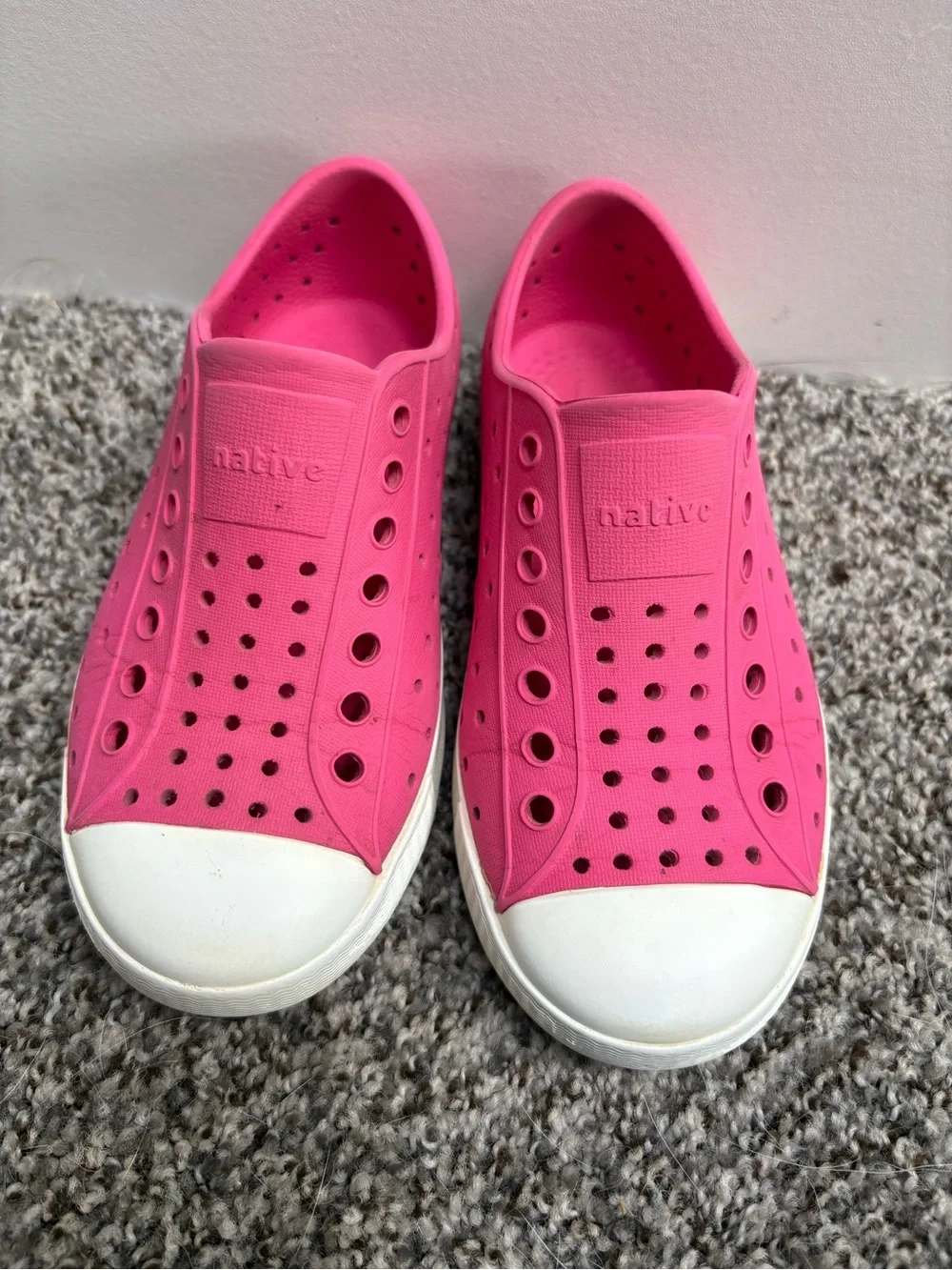 Native Waterproof Bright Pink Slip-On Perforated Sneakers Size 11c